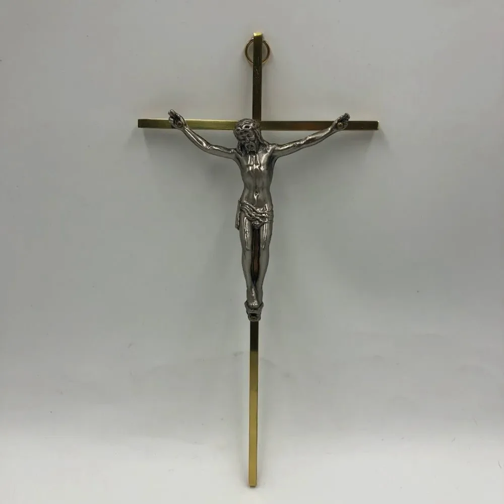 Vintage INRI Brass Jesus Crucifix Christian Religious Cross Hanging Wall Art